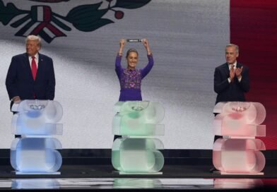 La presidenta Claudia en el sorteo de la FIFA