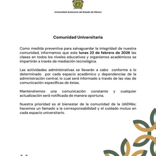 Medidas de seguridad para la comunidad Universitaria para mañana Lunes